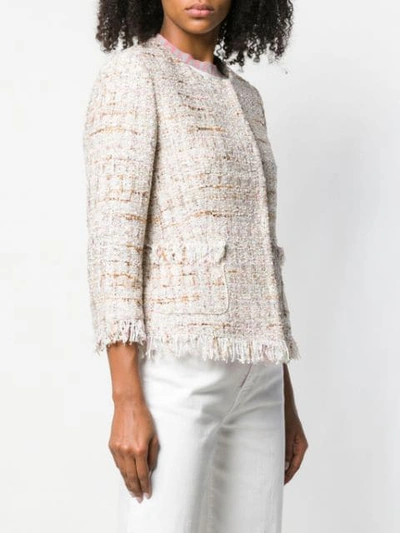 Shop Tagliatore Short Tweed Jacket In White