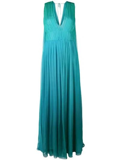 Shop Alberta Ferretti Sleeveless Gathered Dress In Blue