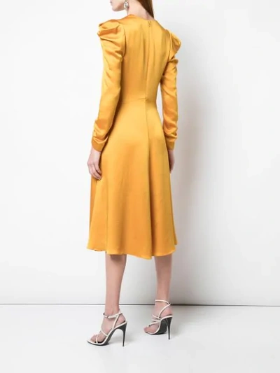 Shop Jonathan Simkhai Ruched Midi Dress In Orange