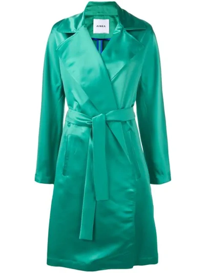 Shop Ainea Belted Coat In Green