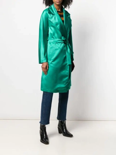 Shop Ainea Belted Coat In Green