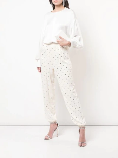 Shop Haney Colette Embellished Trousers In Neutrals