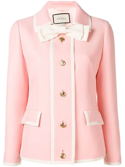 Shop Gucci Bow Detail Jacket In Pink