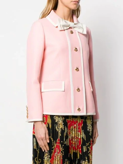 Shop Gucci Bow Detail Jacket In Pink