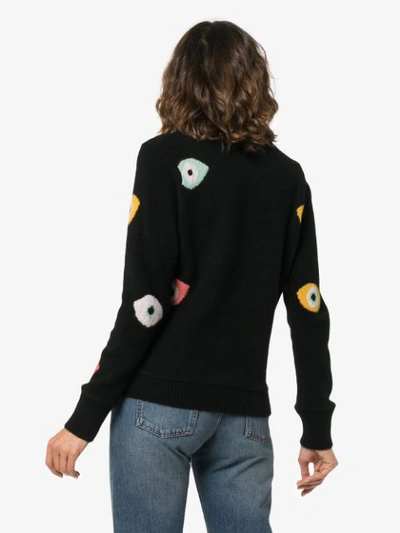 Shop The Elder Statesman Eye Intarsia Knitted Sweater In Black