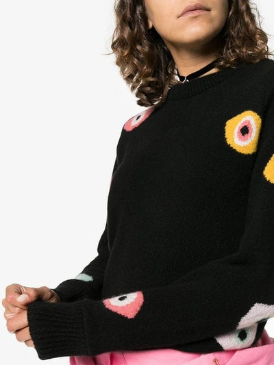Shop The Elder Statesman Eye Intarsia Knitted Sweater In Black