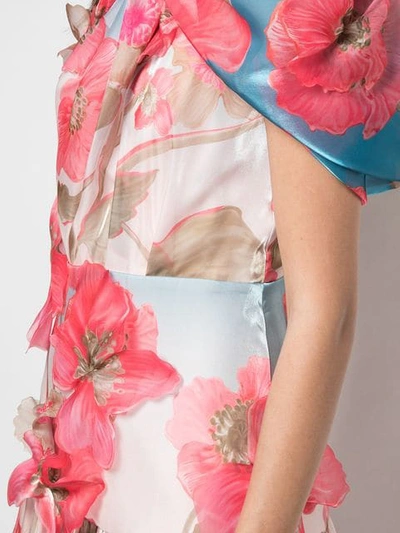 Shop Peter Pilotto One Shoulder Floral Embroidered Dress In Pink