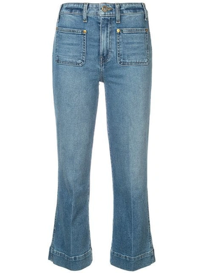 Shop Khaite Slim-fit Cropped Jeans In Blue