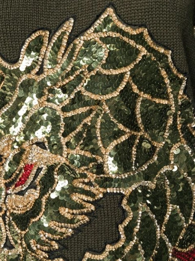 Shop P.a.r.o.s.h Dragon Sequin Embroidered Jumper In Green