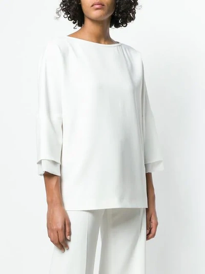 Shop Max Mara Cropped Sleeved Blouse In White