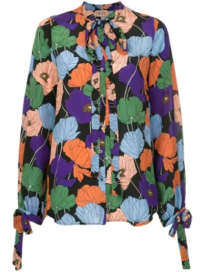 Shop N°21 Colourblock Floral Shirt In Multicolour