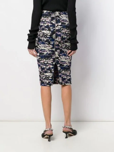 Shop Victoria Beckham Camouflage Jacquard Pencil Skirt In Blue