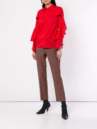 Shop Juan Hernandez Daels Cafka Ruffed Shirt In Red