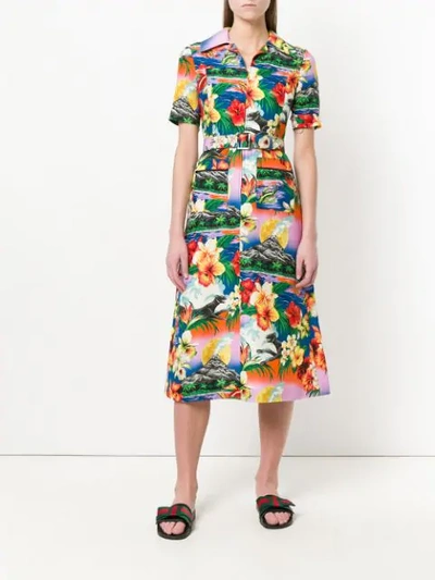 Shop Gucci Hawaiian Print Dress In Multicolour