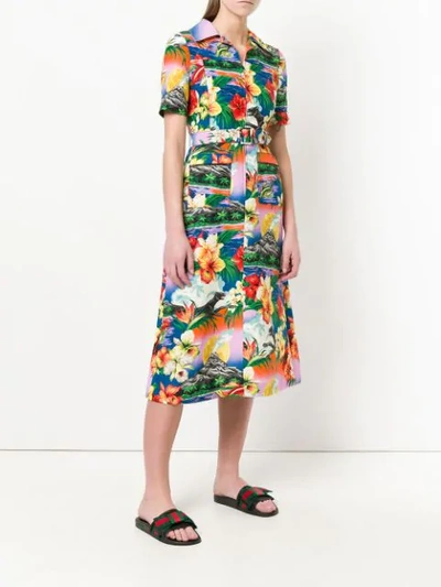 Shop Gucci Hawaiian Print Dress In Multicolour