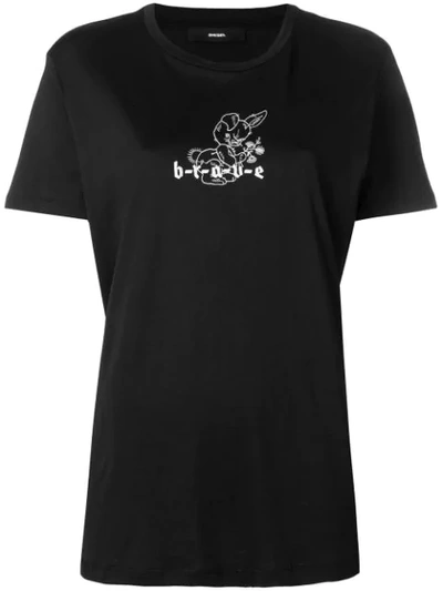 Shop Diesel T-flavia-c T-shirt - Black