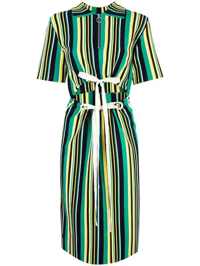 Shop Proenza Schouler Striped Knit Cut-out Dress In Green