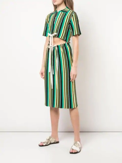 Shop Proenza Schouler Striped Knit Cut-out Dress In Green