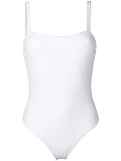Shop Asceno Plain Swimsuit In White