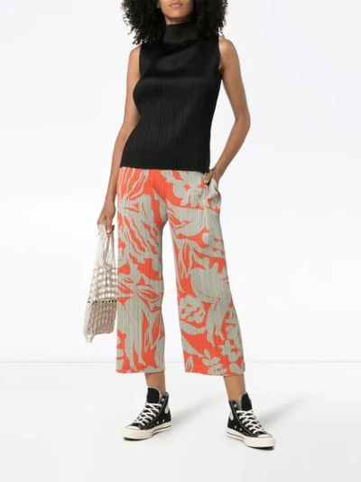 Shop Issey Miyake Printed Pleated Trousers In 24 Multicolor