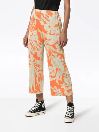 Shop Issey Miyake Printed Pleated Trousers In 24 Multicolor