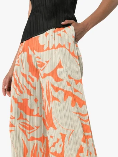 Shop Issey Miyake Printed Pleated Trousers In 24 Multicolor