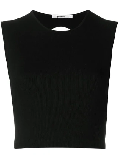 Shop Alexander Wang T Compact Ribbed Cut-out Vest In 001 Black