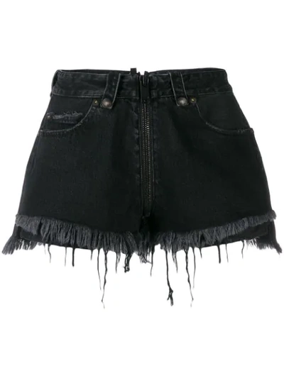 UNRAVEL PROJECT RIPPED DENIM SHORTS - 黑色