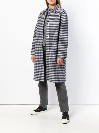 Shop Sara Lanzi Checked Single-breasted Coat - Blue