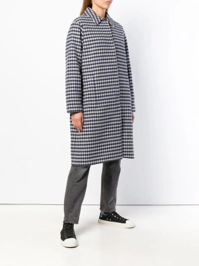 Shop Sara Lanzi Checked Single-breasted Coat - Blue