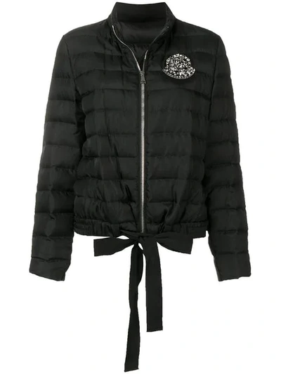 Shop Moncler Crystal Logo Padded Jacket - Black