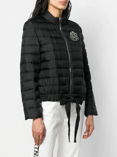 Shop Moncler Crystal Logo Padded Jacket - Black