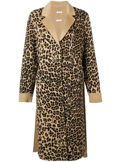 Shop P.a.r.o.s.h Leopard Single Breasted Coat In Brown