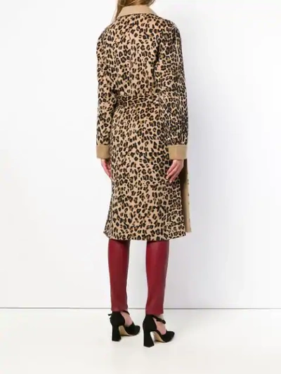 Shop P.a.r.o.s.h Leopard Single Breasted Coat In Brown