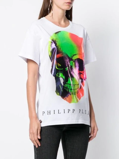 Shop Philipp Plein Logo Skull Print T In White