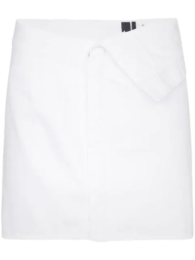 Shop Jacquemus Folded-waist Denim Mini Skirt In White