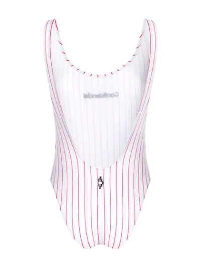 Shop Marcelo Burlon County Of Milan Confidencial Striped Swimsuit In White