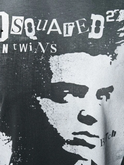 Shop Dsquared2 Punk Portrait T-shirt In Grey