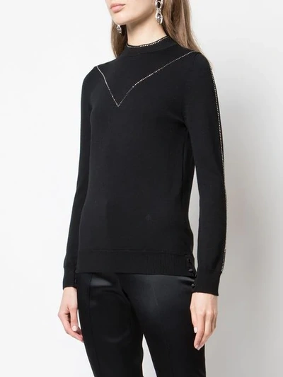 Shop Adam Lippes Rhinestone Trim Top In Black