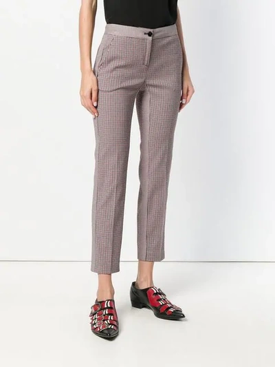 Shop Pinko Houndstooth Print Cropped Trousers In Red