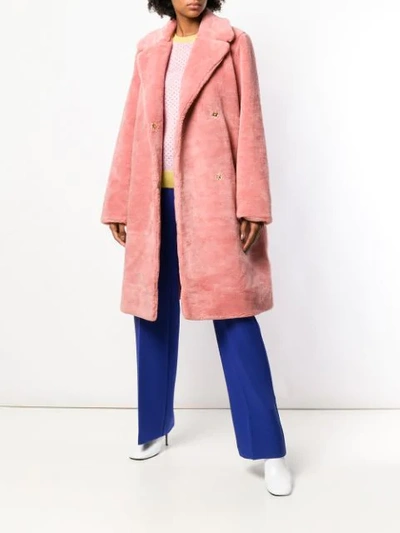 Shop Stine Goya Faux Fur Coat - Pink