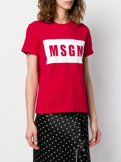 Shop Msgm Logo T-shirt In Red