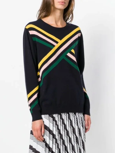 Shop Chinti & Parker Colour-block Fitted Sweater In Blue