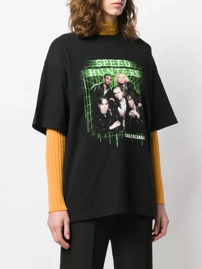 Balenciaga Speed Hunters Printed Cotton-jersey T-shirt In Black | ModeSens