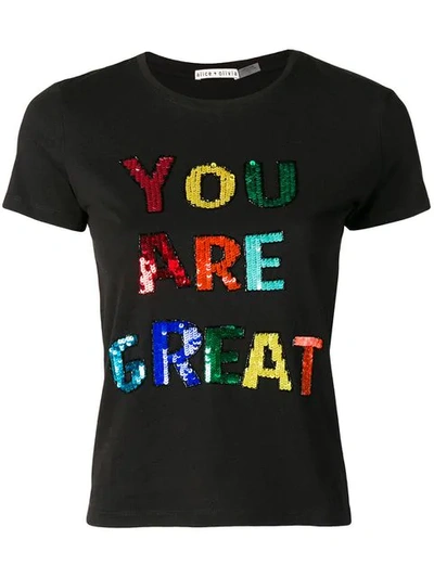 Shop Alice And Olivia You Are Great T In Black