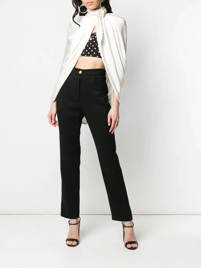 Shop Balmain High-waisted Straight-leg Trousers In Black