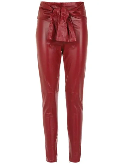Shop Andrea Bogosian Bow Leather Pants In Red