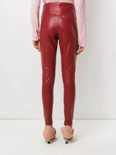 Shop Andrea Bogosian Bow Leather Pants In Red