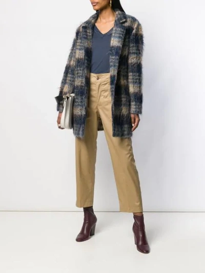 Shop Closed Plaid Single-breasted Coat In Blue