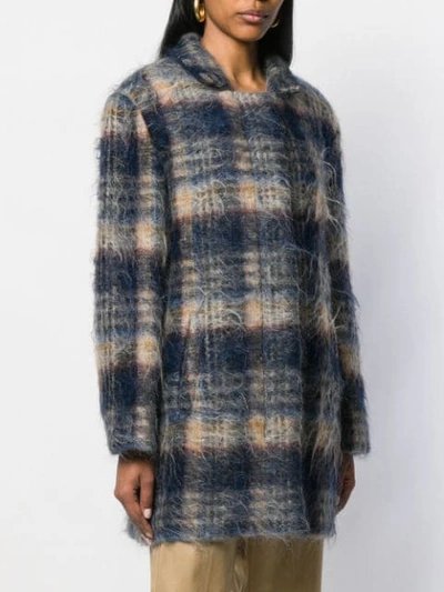 Shop Closed Plaid Single-breasted Coat In Blue